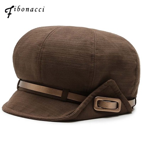 Fibonacc- gorro Retro a rayas horizontales para hombre y mujer, boina de alta calidad con cinturón octogonal ► Foto 1/6