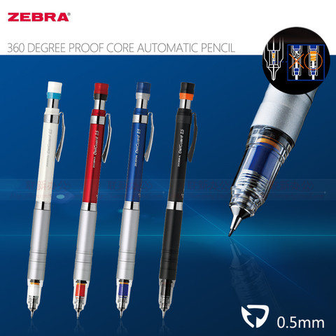 Lápiz mecánico japonés ZEBRA DelGuard P-MA86, 0,5/0,3mm, 360 grados, lápiz automático, color rojo, azul, blanco y negro, 1 ud. ► Foto 1/5