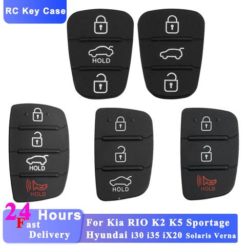 Funda para mando a distancia de 3 botones de repuesto, almohadilla de goma para Hyundai I10, I20, I30, IX35, Kia K2, K5, Rio Sportage, llave abatible ► Foto 1/6