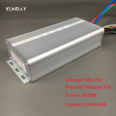 KUNRAY-controlador de velocidad del Motor sin escobillas BLDC 42V - 72V 3000W 80A 24Mosfet, fase de 120 grados con Sensor Hall para bicicleta eléctrica A13 ► Foto 1/6