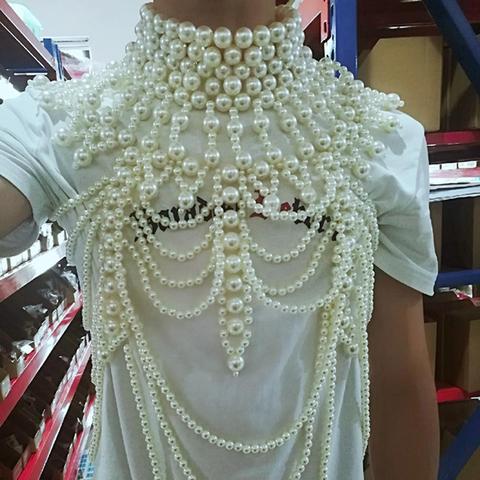 Dvacaman-collar de perlas de imitación Coreano hecho a mano para mujer, cadena de cuerpo sexual, joyería femenina, 2022 ► Foto 1/6
