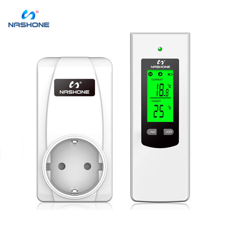Controlador de temperatura Digital de pantalla LCD con toma de termostato inalámbrico Nashone con función de memoria de modo de calefacción y refrigeración. ► Foto 1/6