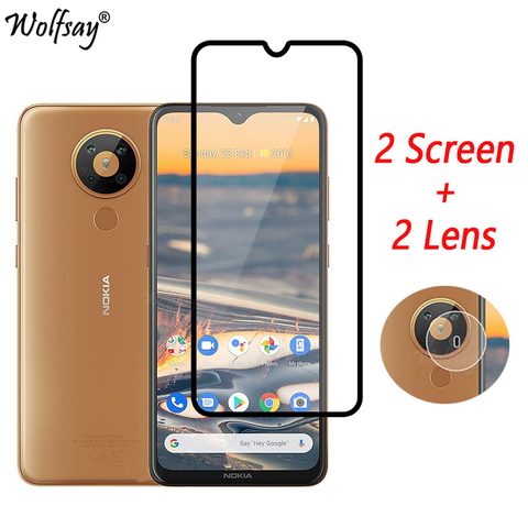 La cubierta completa todo el pegamento de vidrio templado para Nokia 5,3 Protector de pantalla para Nokia 5,3 cámara de cristal para Nokia 5,3 de 6,55 pulgadas ► Foto 1/6