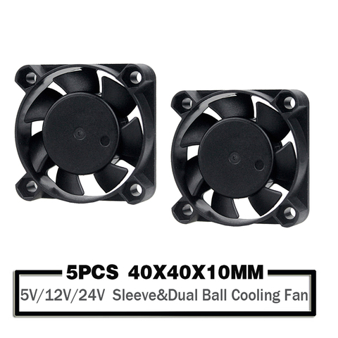 5 uds. De cojinetes de bolas de 2 pines, ventilador de refrigeración para carcasa de ordenador y PC, CC de 24V, 12V, 5V, 40mm x 40mm x 10mm, 4010 ► Foto 1/5