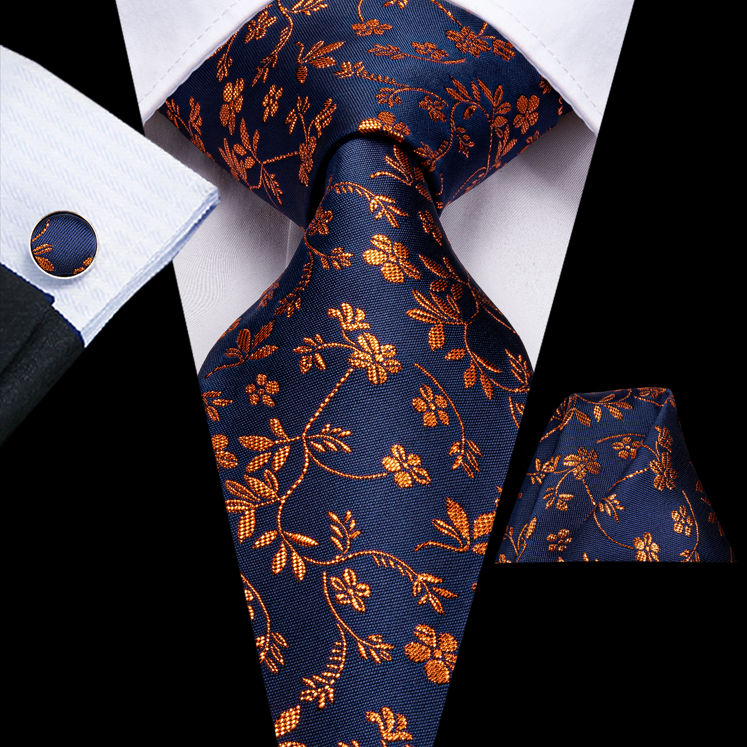 Corbatas, fajines y pañuelos de bolsillo de Hi-Tie Juego corbata y pañuelo de seda tejida con motivos florales para hombre Conjuntos Ropa olivi.com.br