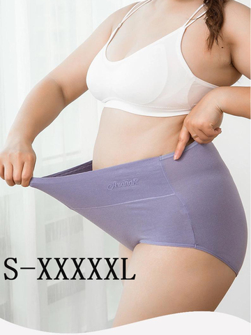 Bragas de algodón para mujer, ropa interior de cintura alta, bragas transpirables, lencería Sexy íntima de talla grande para gruesa y cómoda ► Foto 1/6