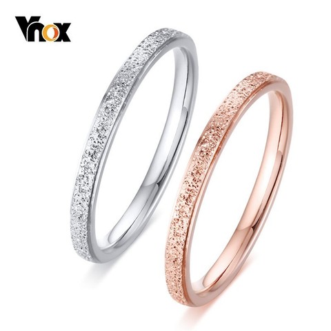 Vnox-Anillos finos de 2MM para mujer, bandas de boda de acero inoxidable, chorro de arena, Alianza ► Foto 1/6