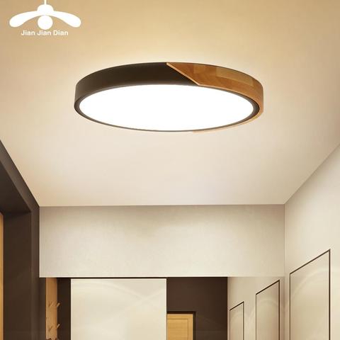 Lámpara de techo LED ultradelgada moderna, accesorio de iluminación de madera, montaje en superficie, decoración para el hogar, Control remoto para balcón ► Foto 1/6