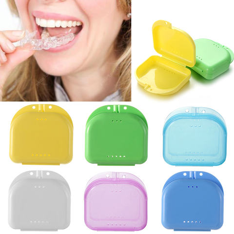 Caja de ortodoncia para dientes falsos, 8 colores, retenedor Dental, protector bucal, almacenamiento para dentadura, caja de plástico, organizador de suministros de higiene bucal ► Foto 1/6