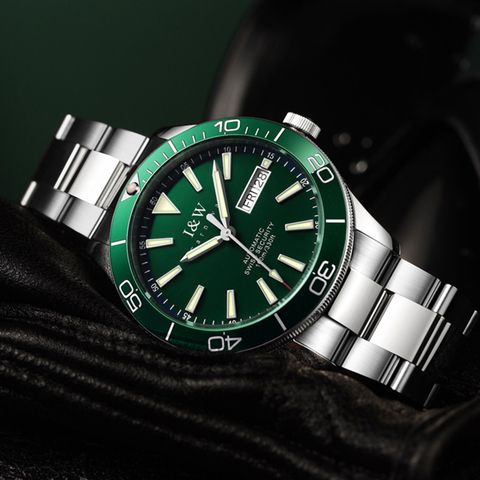 Reloj mecánico automático I & W para hombre, marca de lujo suiza, resistente al agua hasta 100m, deportivo, verde, Masculino ► Foto 1/6