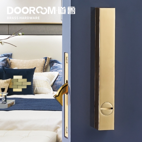 Dooroom-cerradura de la puerta deslizante de latón, conjunto de manijas de empuje nórdico para LOFT, puerta de madera, Interior, sala de estar, baño, balcón y cocina ► Foto 1/6