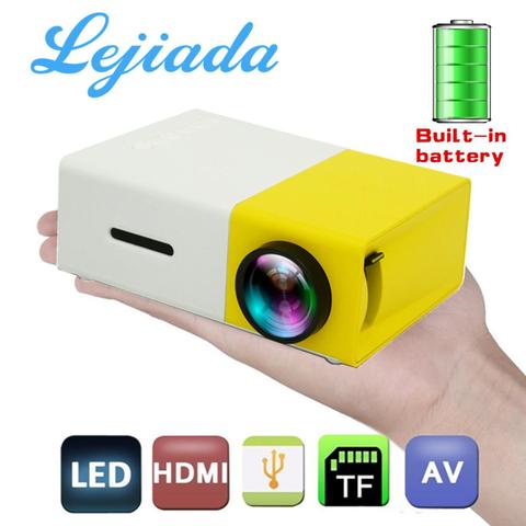 LEJIADA, YG300, miniproyector LED con batería de 1300mAh integrada, 320x240 píxeles, compatible con 1080P, proyector portátil para reproductor multimedia doméstico ► Foto 1/6