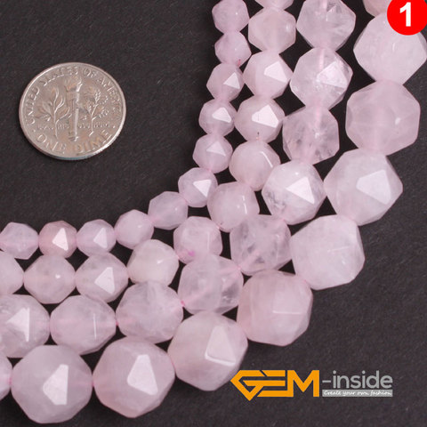 ¡Cristal Rosa Natural colgante de cuarzo rosa perlas naturales cuentas de piedra para manualidades para fabricación de joyas cuentas Strand 15 pulgadas venta al por mayor! ► Foto 1/6