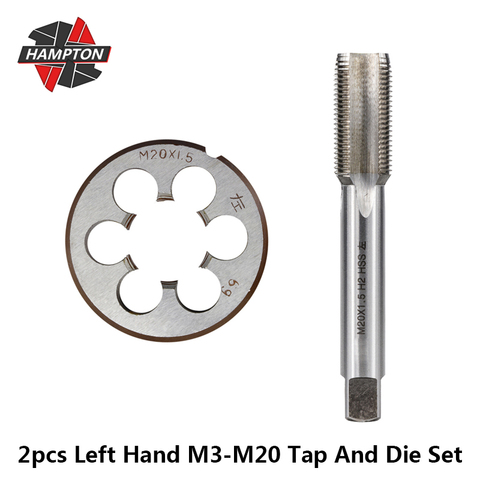 Hampton 2 uds mano izquierda Grifo y Die Set M3-M20 HSS toque de rosca métrica para trabajo de Metal macho machuelo morir tornillo taladro poco ► Foto 1/6