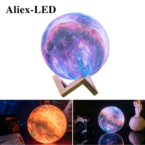 Luz de luna 3D LED de noche con cambio colorido, decoración de dormitorio rgb, carga táctil, Lámpara decorativa para el hogar, regalo creativo de Navidad ► Foto 1/6