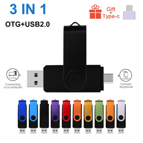 Memoria USB OTG para ordenador y teléfono Android, Pendrive colorido de 16GB, 2,0, 4GB, 8GB, unidad Flash Usb de Metal, 32GB y 64GB ► Foto 1/6