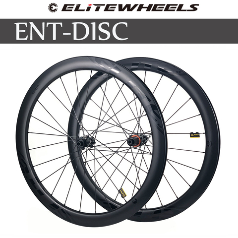 ELITEWHEELS-ruedas de carbono para bicicleta de carretera, juego de ruedas con freno de disco 700c, llanta de carbono de calidad ENT con cerradura central o Ciclismo de Carretera Bock de 6 pernos ► Foto 1/5