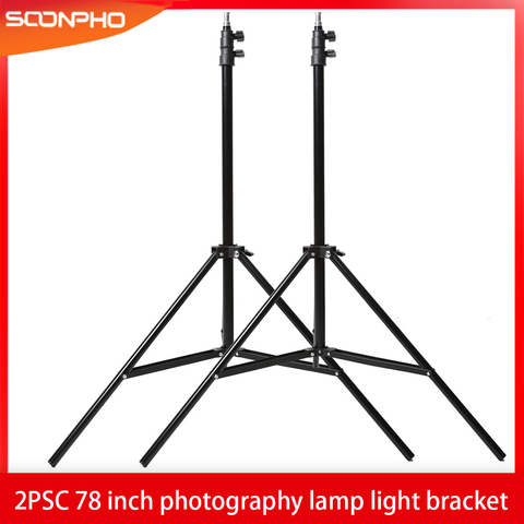 Trípode para estudio de fotografía y vídeo, soporte con tornillo de 1/4 pulgadas para Softbox, soporte de lámpara Flash de luz LED, 2m, 78 pulgadas, 2PSC ► Foto 1/6