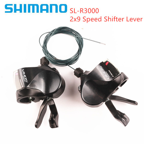 Shimano-palanca de cambios SORA R3000, 2x9, 3x9, accesorios para bicicleta de carretera, R3000, un par, con Cable, color negro ► Foto 1/6