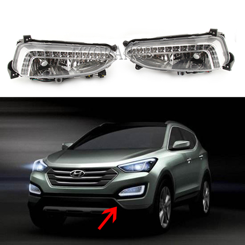 Faros de LED DRL para Hyundai Santa Fe IX45 2013 2014 2015, luces antiniebla, luces de circulación diurna ► Foto 1/6