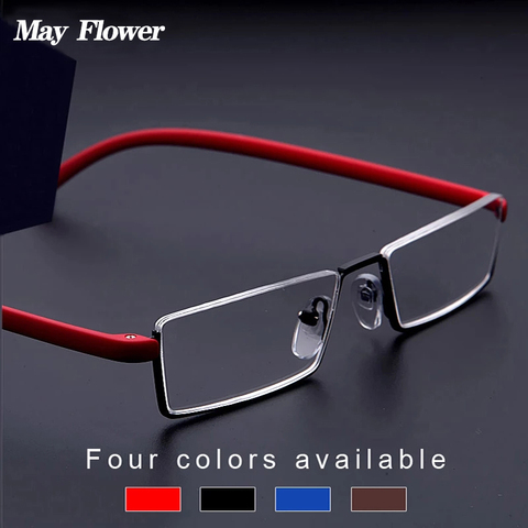 May Flower-gafas de lectura cuadradas TR90 para hombres y mujeres, anteojos de aleación con luz de medio Marco, graduadas sin montura, con estuche, Unisex ► Foto 1/6