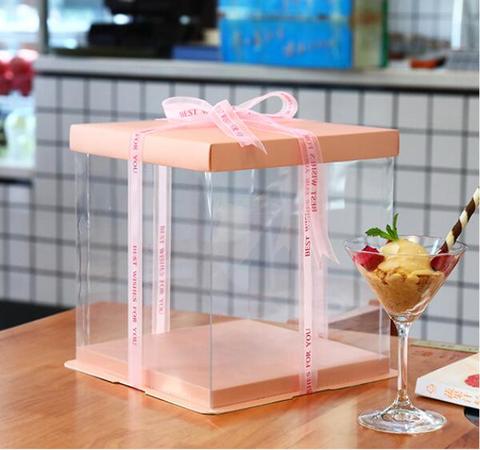 Caja cuadrada para pastel de cumpleaños, envase de 22x22x23cm para pastel de regalo, recipiente para pasteles para el día de la madre, blanco, negro, azul y rosa ► Foto 1/6