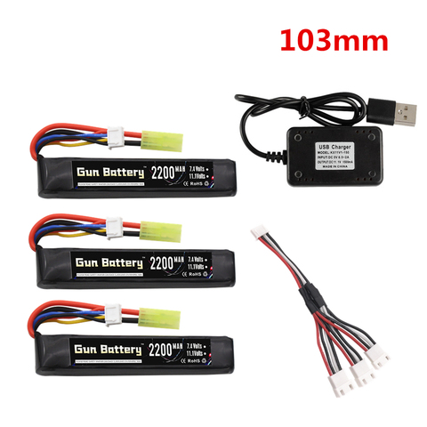 Pistola de agua Lipo 3S, batería de 11,1 V, 2200mAh, 35C con enchufe Tamiya para Mini Airsoft BB, pistola de aire eléctrica, piezas de control remoto ► Foto 1/3