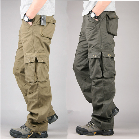 Pantalones Cargo de algodón para hombre, pantalón largo informal, Multi pantalón con bolsillos, táctico militar, a la moda, novedad de 2022 ► Foto 1/6