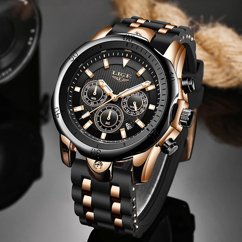 LIGE-reloj analógico de cuarzo para hombre, accesorio de pulsera resistente al agua con calendario, complemento deportivo Masculino de marca de lujo con diseño militar e informal, nuevo ► Foto 1/6