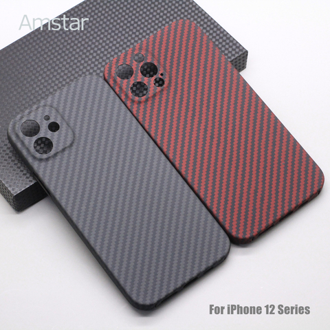 Amstar-funda protectora de fibra de carbono para iPhone, funda rígida ultrafina de fibra de carbono para teléfono iPhone 12 11 Pro Max 12 ► Foto 1/6