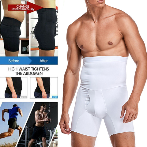 Bóxer de cintura alta para hombre, ropa moldeadora de cuerpo, pantalones cortos de compresión, Control de barriga, modelado, bragas, entrepierna abierta ► Foto 1/6