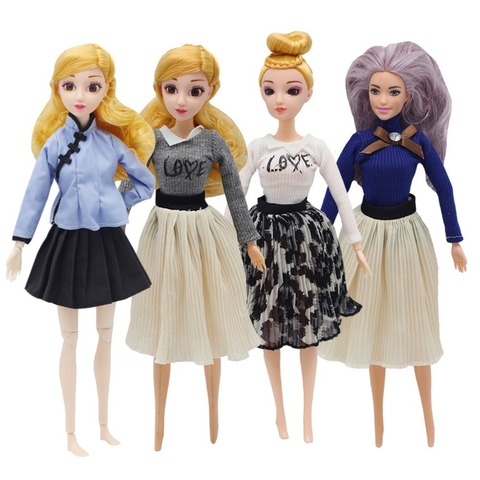 1 Set vestido de muñeca a la moda Multicolor traje suéter + falda diario Casual Ropa Accesorios ropa para muñeca Barbie ► Foto 1/6