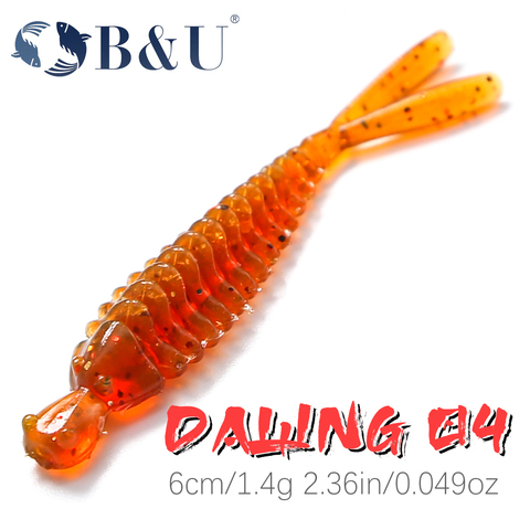 B & U-señuelos para pesca suaves, 60mm, artificiales, gusano de pesca, lubina de silicona, pececillo, Swimbait, Jigging, cebos de plástico ► Foto 1/6