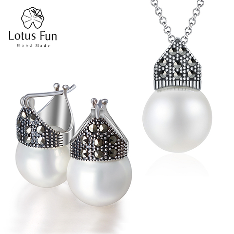 Lotus Fun Plata de Ley 925 auténtica creativo diseñador hecho a mano bien Natural de la joyería de la madre de la perla conjunto de joyería para mujer regalo ► Foto 1/6