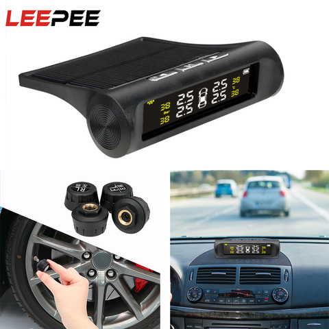 LEEPEE-Sistemas de alarma de seguridad de coche, sensor de presión de neumáticos con pantalla LCD digital, energía solar, TPMS ► Foto 1/6