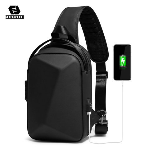 Fenruien 2022 nuevo bolso para hombres multifunción Anti-robo de bolso de hombro masculino viaje corto pecho Paquete de carga USB ► Foto 1/6