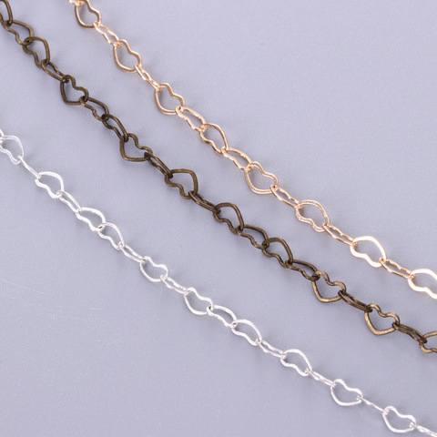 1 metro 3.2mm collar de cadena de cadenas de plata del cobre del oro del acoplamiento del corazón pulsera de la joyería que hace bricolaje arte hecho a mano al por mayor de ► Foto 1/6