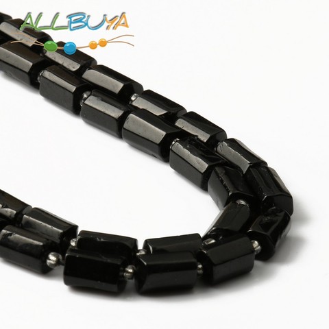 Cuentas espaciadoras sueltas en forma de cilindro de turmalina negra, piedra Natural, para fabricación de joyas, pulsera hecha a mano, accesorios para collar ► Foto 1/6