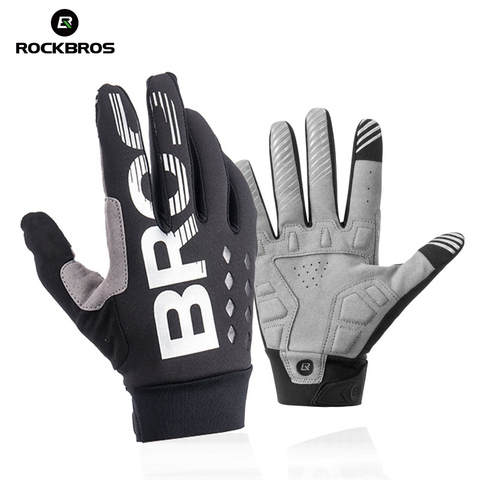 Guantes de Ciclismo de Invierno ROCKBROS a prueba de viento Guantes Térmicos de lana calientes hombres mujeres motocicleta nieve esquí deporte bicicleta guante ► Foto 1/6