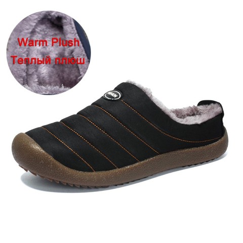 Fotwear-Zapatillas de felpa de invierno para hombre, zapatos de interior Unisex, chanclas impermeables de piel cálida, talla grande 48 47 ► Foto 1/6