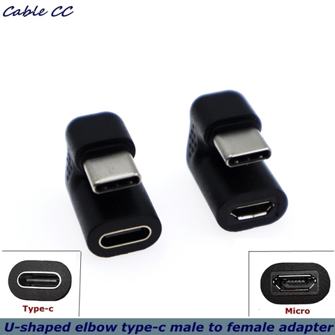 Adaptador en forma de U para Huawei, Samsung y Xiaomi, USB 3,1 tipo C macho a hembra, Micro USB hembra, OTG, convertidor de USB-C ► Foto 1/6