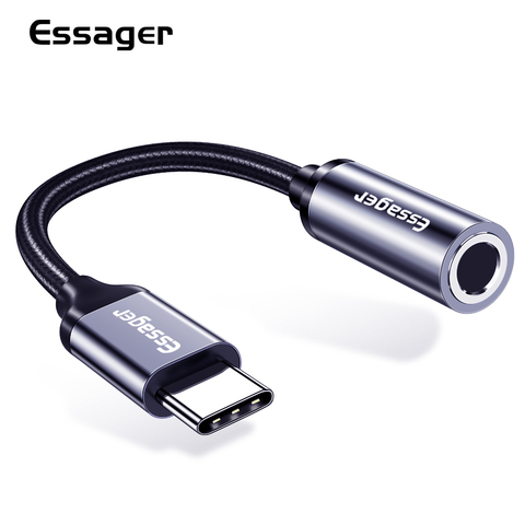 Essager tipo c a Jack de 3,5mm de auriculares adaptador de USB C a de Audio de 3,5mm Aux Cable para Huawei P30 P20 Pro Xiaomi mi 9 8 Oneplus 7t ► Foto 1/6