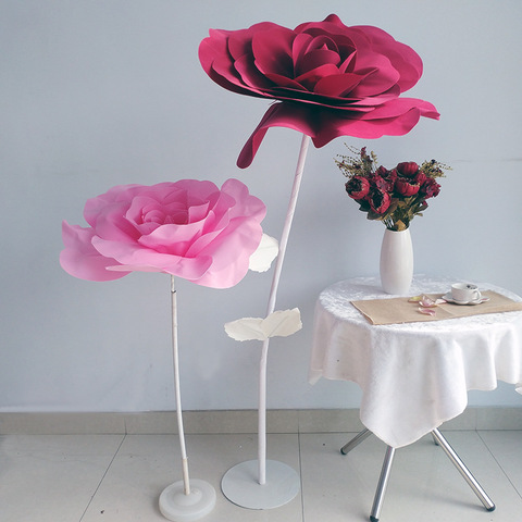 Flor Artificial gigante de peonía con tallo de flor, Base de flores de papel para boda, Fondo de pared, escenario, Hotel, centro comercial, decoración ► Foto 1/6