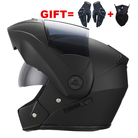 2 regalos Unisex de la motocicleta de carreras Cascos Modular Dual lente Motocross casco cara completa seguro casco abatible hacia arriba Cascos párr Moto kask ► Foto 1/6