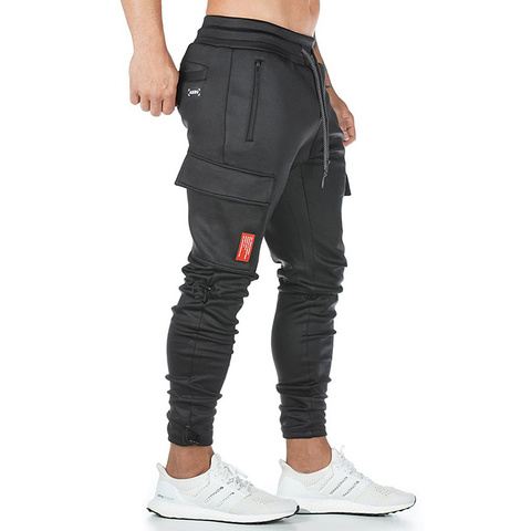 Pantalones de chándal de punto para hombre, pantalón de entrenamiento correr en gimnasio al aire libre, con múltiples bolsillos, cargo ► Foto 1/6