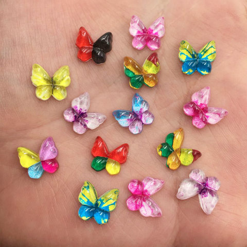 Nuevo 80 Uds mezcla resina 10mm mariposas colorido plana rhinestone apliques DIY álbum de recortes de boda de SF492 ► Foto 1/6