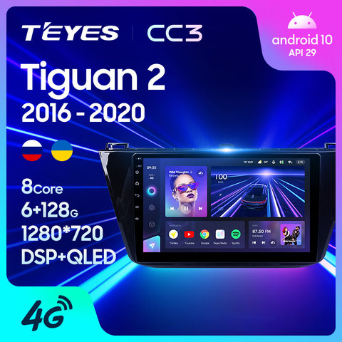 TEYES-Radio Multimedia CC3 con GPS para coche, Radio con reproductor, navegador estéreo, Android 10, 2 din, dvd, para Volkswagen Tiguan 2 Mk 2016 2017 2022 ► Foto 1/6