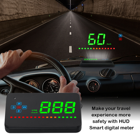 HUD-pantalla frontal OBD2 para coche, proyector de alarma de exceso de velocidad EUOBD, velocímetro de 2 OBD automático, proyección en parabrisas de cristal de coche ► Foto 1/6