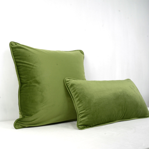 Funda de cojín de terciopelo con diseño de tubería Verde Hierba, funda de almohada suave sin relleno ► Foto 1/4