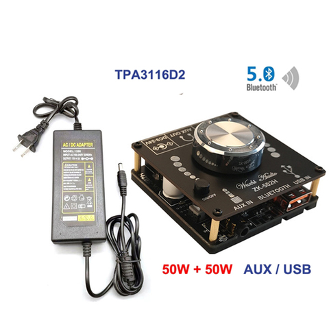 AMPLIFICADOR DE POTENCIA DE 2x50W, dispositivo estéreo con Bluetooth 5,0, TPA3116D2, Audio de 10W ~ 100W, HiFi, Clase D, Digital, TPA3116, tarjeta de sonido USB, Mini amplificador de música ► Foto 1/6